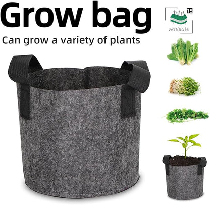 Grow Bags,Growing Pot Bags Garden Grow Bag Indoor Outdoor Fabric Aeration Plant Pot Container Flower Vegetable Pouch (Dark Gray,15Gallon)