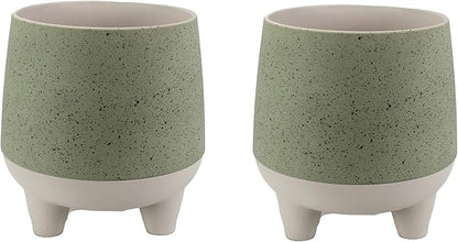 The HC Companies Orion Self Watering Planter - Lightweight Indoor Plastic Plant Pot for Herbs and Flowers (8" Sage, Pack of 2)