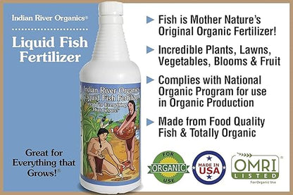 OMRI Listed Organic, Hydrolyzed Liquid Fish Fertilizer, 1 Quart / 36 ounces net wt.