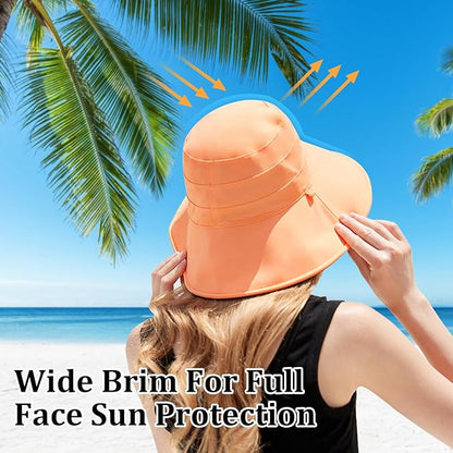 Peicees Wide Brim Sun Hats for Women Reversible Bucket Hat UV Sun Protection Hat UPF 50+ for Beach Travel Hiking Gardening