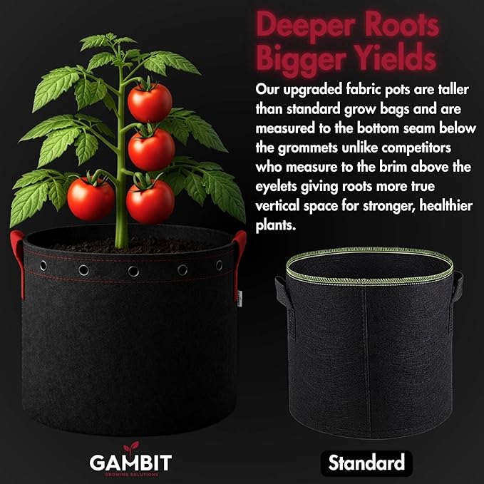 Fabric Grow Bags – 7 Gallon (5-Pack) Heavy-Duty 500G Pots with Handles & LST Rings for Vegetables, Flowers, Fruits