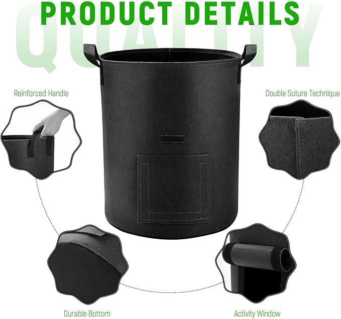 4 Pack 10 Gallon Potato Grow Bags with Flap and Handles, Heavy Duty Fabric Pots for Planting Potato,Carrots