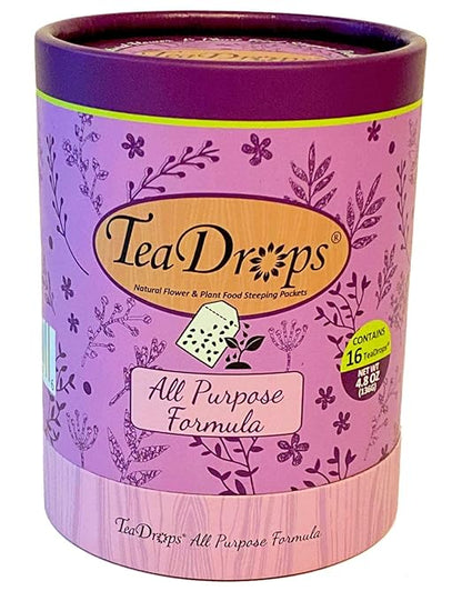 TeaDrops Organic All Purpose Plant Fertilizer – 16 Liquid Indoor House Plant Food Packets – Make up to 32 Gallons (Easy use in Watering Can & Containers, Ecofriendly)
