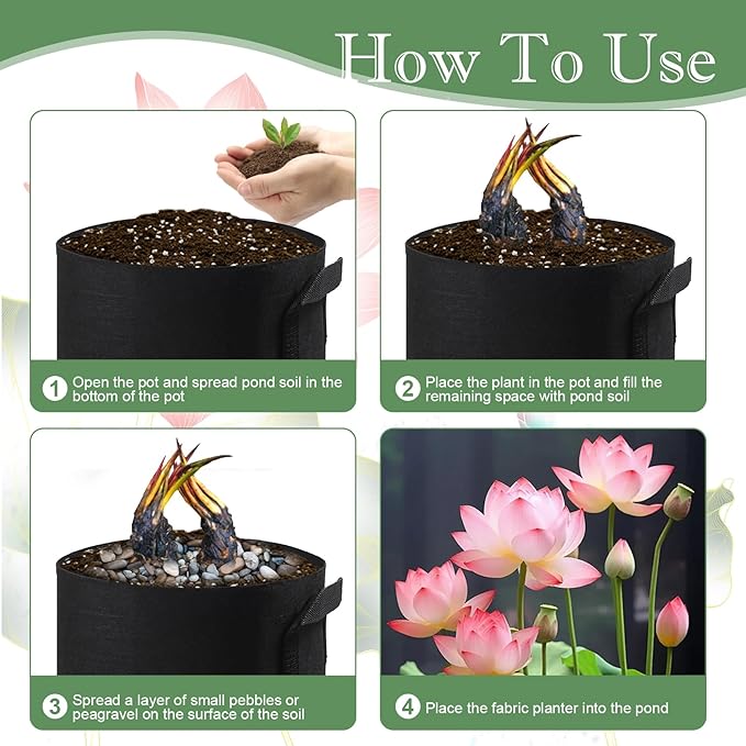 12Pcs Lily Plant Pots for Pond, Aquatic Pond Planter for Pond Durable Breathe Reusable Fabric Plant Bags for Aquatic Plants, Potato, Carrot, Onion, Flower(2 Gallon)