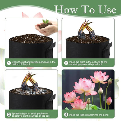 12Pcs Lily Plant Pots for Pond, Aquatic Pond Planter for Pond Durable Breathe Reusable Fabric Plant Bags for Aquatic Plants, Potato, Carrot, Onion, Flower(2 Gallon)