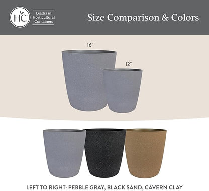 The HC Companies Santa Fe Round Self-Watering Pot - Lightweight Plastic Planter for Herbs & More - Durable Plant Pots for Indoor Plants & Outdoor Plants (12" Cavern Clay, Pack of 1)