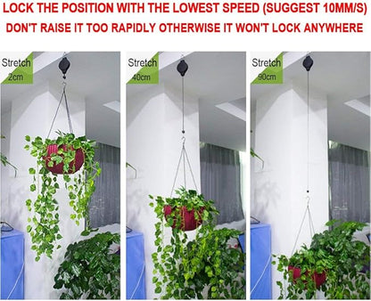 4 Pack Plant Hook Pulley, Retractable Plant Hanger Easy Reach Hanging Flower Basket for Garden Baskets Pots and Birds Feeder Hang High up and Pull Down to Water Or Feed