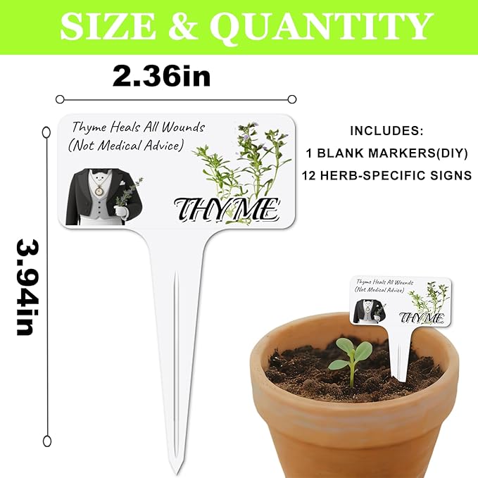 Whimsical Herb Character Garden Markers-13Pcs Garden Labels,Toddler Kids Gardening Set Accessories,Durable Waterproof Signs for Outdoor，Housewarming Gift for Plant Lovers