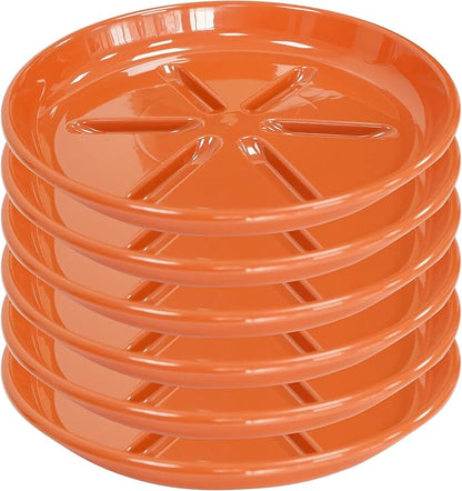 6 Pack of Plant Saucer 6 inch, Large Heavy Duty Plastic Bird Bath Bowl, Plant Drip Trays for Indoors Outdoor, Plant Water Tray for Planters, Red