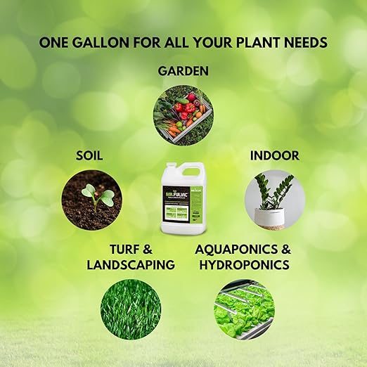 Organic Fulvic Acid Plant Amendment, Natural Humic Soil and Hydroponic Nutrient Enhancer - Lawn and Garden Growth, Plant Health (1 Gallon)