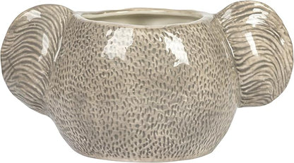 Creative Co-Op 7.75 Inches Round Ceramic Koala Head Planter, Holds 3" Pot, Grey and Black