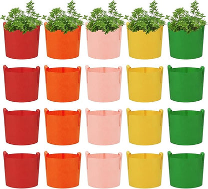 20 Pack 7 Gallon Grow Bags, Colorful Potato Plant Grow Bags with Handles, Nonwoven Fabric Garden Pots for Vegetable Fruit Flowers Herbs Tomato Potato Growing (7 Gal)