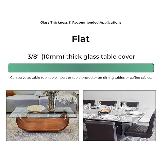 Custom Cut 3/8" Thick - Clear Tempered Glass Cut to Size - Rectangle Replacement for Table Tops, Shelves, Windows with Flat Edge by Fab Glass and Mirror