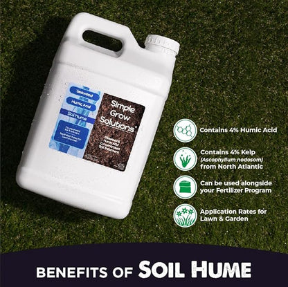 Super Seaweed Humic Fulvic Acid Blend- Liquid Carbon - Soil Hume - Simple Grow Solutions- Natural Lawn & Garden Concentrated Treatment- Increase Nutrient Uptake (2.5 Gallons)