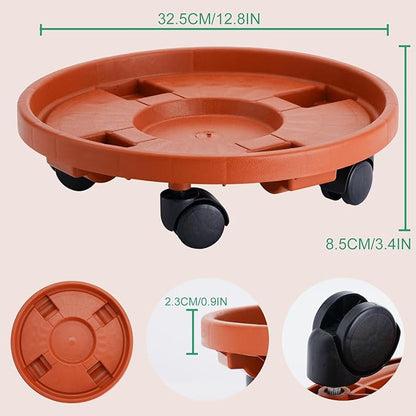 13” Plant Caddy with Wheels Round Rolling Plant Stand for Indoor and Outdoor Use, 200lbs Heavy Duty Rolling Dolly for Patio, Lawn & Garden