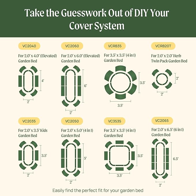 Vego garden Cover System for 3.5' x 3.5' (4 in 1) Garden Bed (Garden Bed not Included)