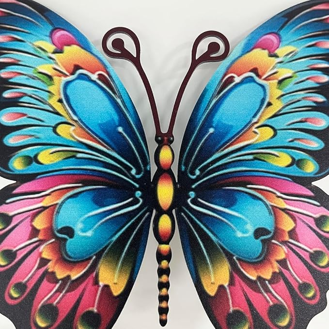 Custom Name Garden Decor Sign Butterfly, Personalized Colorful Butterfly Metal Garden Sign with Stake, Colorful Butterfly Metal Art Garden Stake Decorative Outdoor Yard Sign
