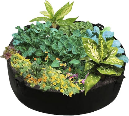 Toyfun 100 Gallon Extra Large Fabric Raised Planting Bed Round Planter Garden Grow Bag with 4 Handles Durable Felt Planter Pot for Herb Flower Vegetable Plants, Dia 50 x 12