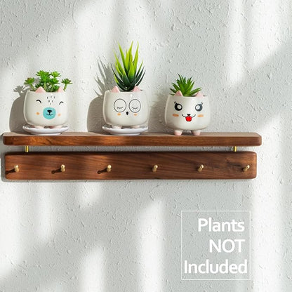 B SEPOR 6Pack 3.4inch Small Ceramic Animal Planter Pots for Baby Succulent with Drainage and Bamboo Tray Window Sill Gift for Girl(Sitting Cats)