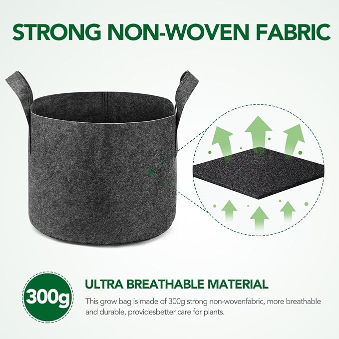 Delxo 12-Pack 7 Gallon Grow Bags Heavy Duty Aeration Fabric Pots Thickened Nonwoven Fabric Pots Plant Grow Bags