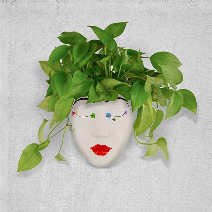 Unique Face Planter Pot - Indoor/Outdoor Wall Hanging, Resin Material
