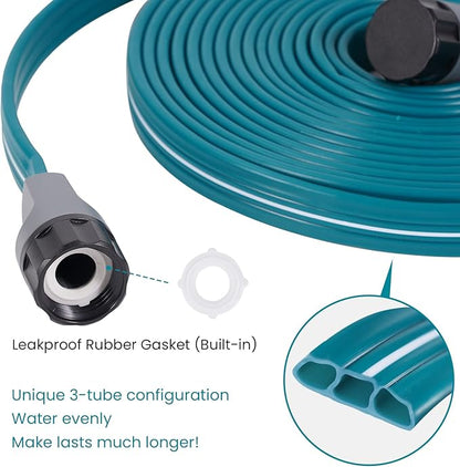 LINEX Sprinkler Soaker Hose 75 ft 2 pack for Garden Lawn Watering Hose with Stakes