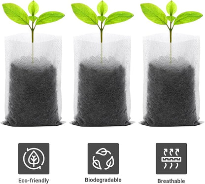 GREANER 400 PCS Plant Nursery Bags, 3.5"x4.7" Biodegradable White Pots for Plants, Fabric Seedling Grow Bags for Indoors and Outdoors Use