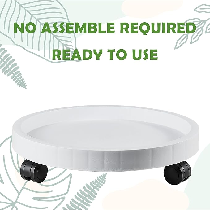 15.5 Inch Planter Caddies Rolling Saucer Caddy with Wheels, Heavy Duty Wheeled Stand for Potted Plant, Round Coaster Roller Base Tray with Casters, Flower Pot Dolly Holder for Indoor Outdoor