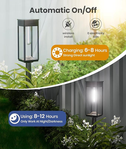 Solar Pathway Lights Outdoor, 4 Pack Bright Solar Lights Outdoor, IP65 Waterproof Garden Decor Solar Powered Landscape Lighting for Yard Patio Walkway Driveway Pathway (Cool White)