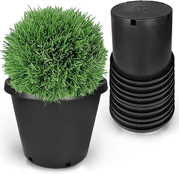 10-Pack 12.7 Gallon Round Planter Nursery Pots, Flower Plant Container Injection Molded Plastic Nursery Pots Gardening Pot for Indoor Outdoor Vegetables, Succulents, Black