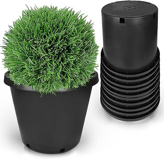 10-Pack 12.7 Gallon Round Planter Nursery Pots, Flower Plant Container Injection Molded Plastic Nursery Pots Gardening Pot for Indoor Outdoor Vegetables, Succulents, Black