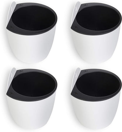 MyGift 7.5 Inch Wall Planters for Indoor Plants, White Plastic Hanging Self Watering Plant Pots, Flower Cactus Herbs Plant Container Wall Planter Set of 4