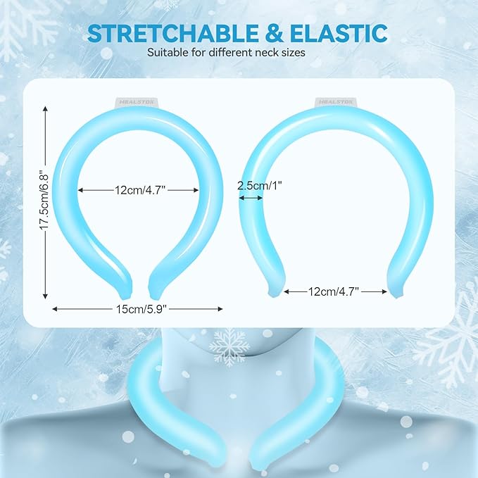 Neck Cooling Tube with Insulated Bag, Reusable Cooler Ice Neck Ring Warps, Ice Pack for Wearable Stay Cool for Hot Weather, Summer, Outdoors, Sports, Work(Blue)