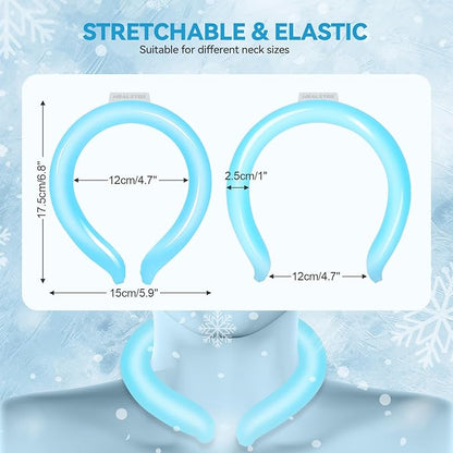 Neck Cooling Tube with Insulated Bag, Reusable Cooler Ice Neck Ring Warps, Ice Pack for Wearable Stay Cool for Hot Weather, Summer, Outdoors, Sports, Work(Blue)
