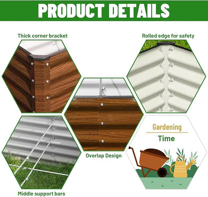 SnugNiture Galvanized Raised Garden Bed 4x4x2FT Outdoor Large Metal Planter Box Steel Kit for Planting Vegetables, Flowers