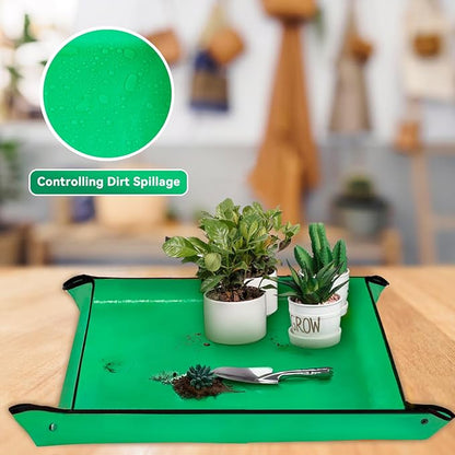 Plant Repotting Mat 26.8" X 26.8",Square Succulent Gardening Mat Waterproof Transplanting Mat Thickened Foldable Soil Change Mat and Potting Soil Mess Control Tidy Tray Repotting Mat