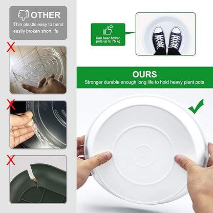 TITE 3 Pack Plant Saucer Heavy Duty Sturdy Drip Trays for Indoor and Outdoor (12 Inch, White)