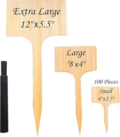 100 Pack 4.5 Inch Tall Plant Labels Garden Markers Plant Name Tags Great Holiday Gift for Plant Lovers and Gardeners Easy to See Writing Area with Full Size Marker