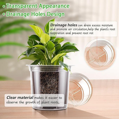 SupKing 20 Pack Clear Nursery Pots 6/5/4/3.5 Inch Plastic Seed Starter Large Small Plant Flower Pot with Drainage Holes for repotting Transplanting Succulents Cuttings Seedlings 15 Labels
