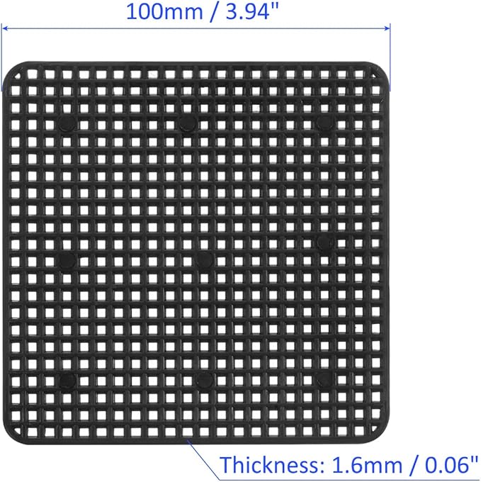 20 Pack Plant Pot Hole Mesh Pads - Square Rigid Bonsai Flowerpot Drainage Grid Screen Apply to Outdoor/Garden (10cm/4 Inch, Black)