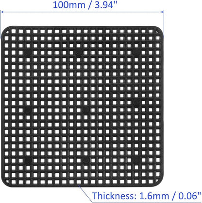 20 Pack Plant Pot Hole Mesh Pads - Square Rigid Bonsai Flowerpot Drainage Grid Screen Apply to Outdoor/Garden (10cm/4 Inch, Black)