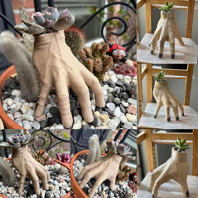 TAYASH Funny Horror Hand Concrete Flower Pot, Spooky Succulent Planter, Outdoor Garden Decor, Halloween Home Decor, Housewarming Gift