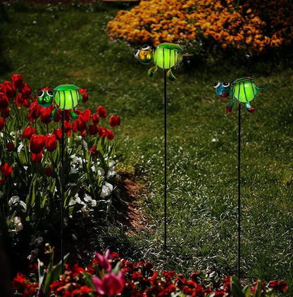 Stargarden Decorative Garden Stakes, 3 Pack Turtle Luminous Metal Stakes, Waterproof Yard Ornament for Lawn, Porch Garden Decor