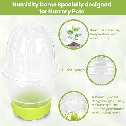 Sckee Clear Nursery Pots for Plants with Lid,30 Packs 4 inch Plastic Seed Starting Pots with Drainage Holes Plant Nursery Pots Silicone Base