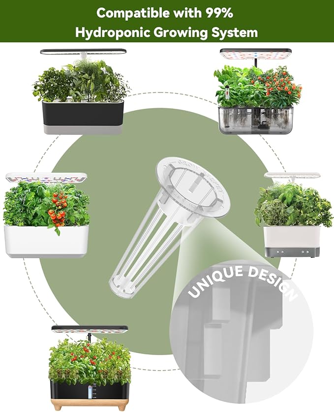 Hydroponics Seed Pod with Genovese Basil & Purple Basil, 24 Pods Complete Kit with Sponge, Basket, Dome, Label, Compatible with AeroGarden, Ahopegarden, GARDENCUBE, iDoo & MUFGA Indoor Smart Gardens