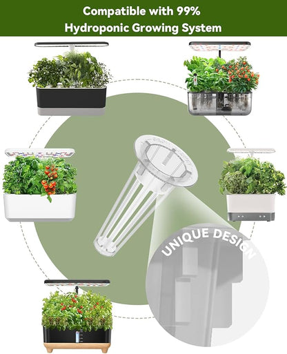Hydroponics Seed Pod with Genovese Basil & Purple Basil, 24 Pods Complete Kit with Sponge, Basket, Dome, Label, Compatible with AeroGarden, Ahopegarden, GARDENCUBE, iDoo & MUFGA Indoor Smart Gardens