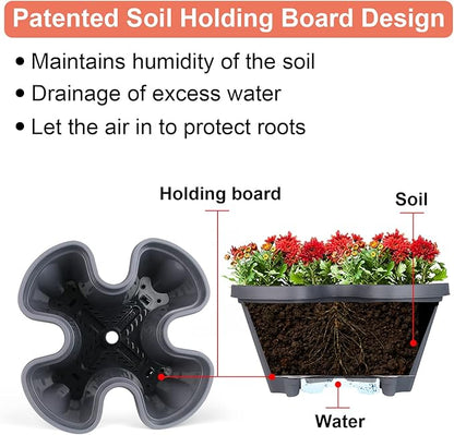 GameXcel Vertical Planter 4 Tier Stackable Planters Garden Planters Strawberry Herb Flower and Vegetable Planter Indoor Outdoor Gardening Pots with Removable Wheels and Tools