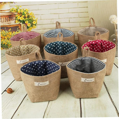 Mini Closet Bag Closet Hanging Bins Small Hanging Basket Wall Pocket Wall Hanging for Organizing Flower Pots Fabric Flower Pot Hanging Jute Bag Organizer Storage