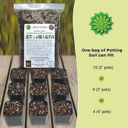 Bamboo Bonsai Plant Potting Soil Mix (3 Cups / 1 Quart), Perlite & Peat Moss