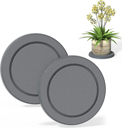 Plant Saucer Flower Pot Saucers Plant Trays for Pots Instant Dry Diatomaceous Earth Round Plant Drip Trays for Indoors Keeping Counter and Floors Dry and Clean (2pcs Grey Medium)